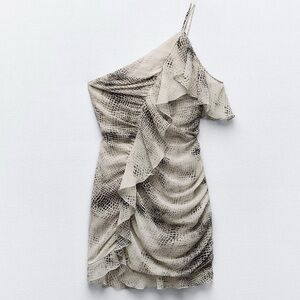 Zara One-Shoulder Ruffle Dress size Medium